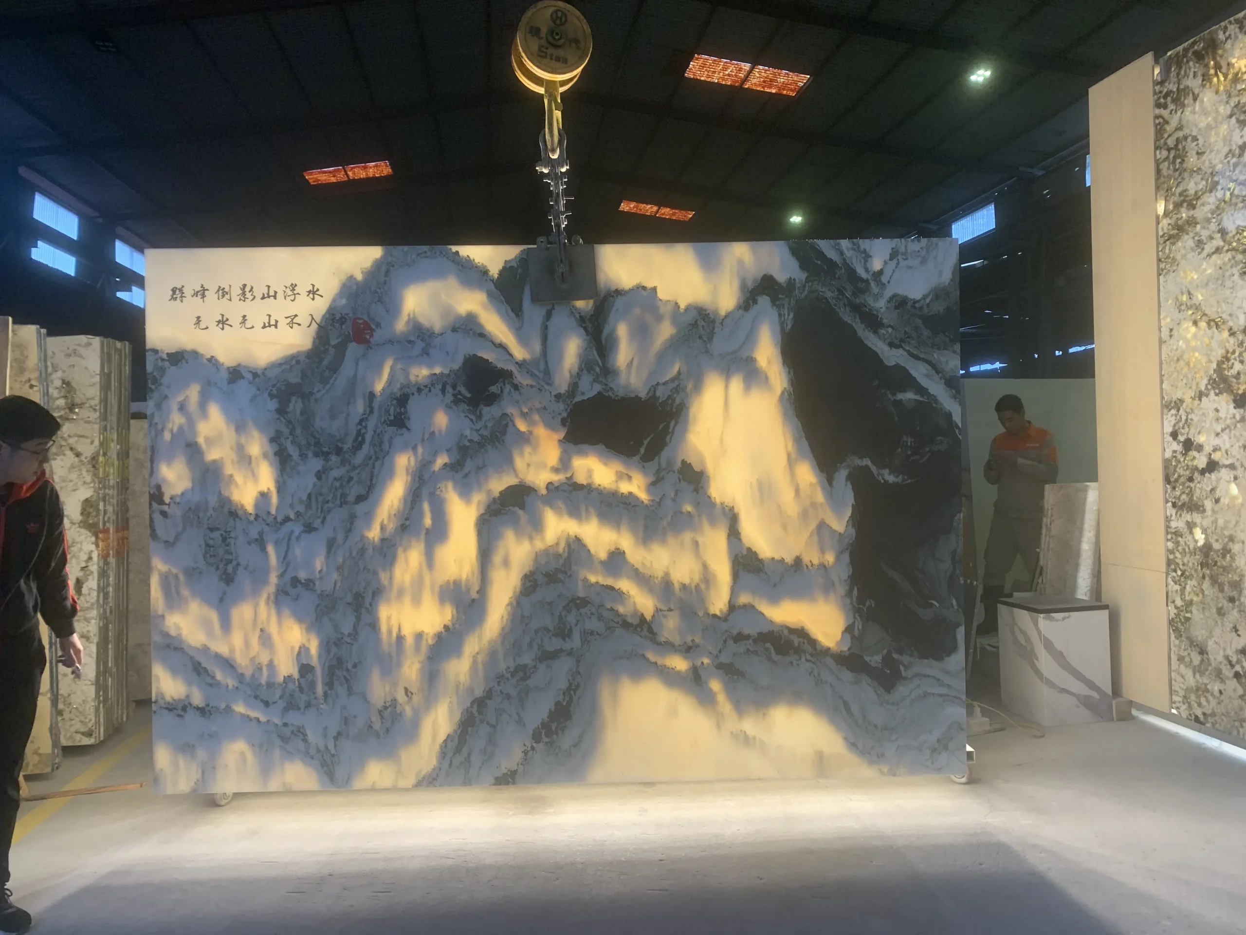 thi công lắp đặt tranh đá sơn thủy